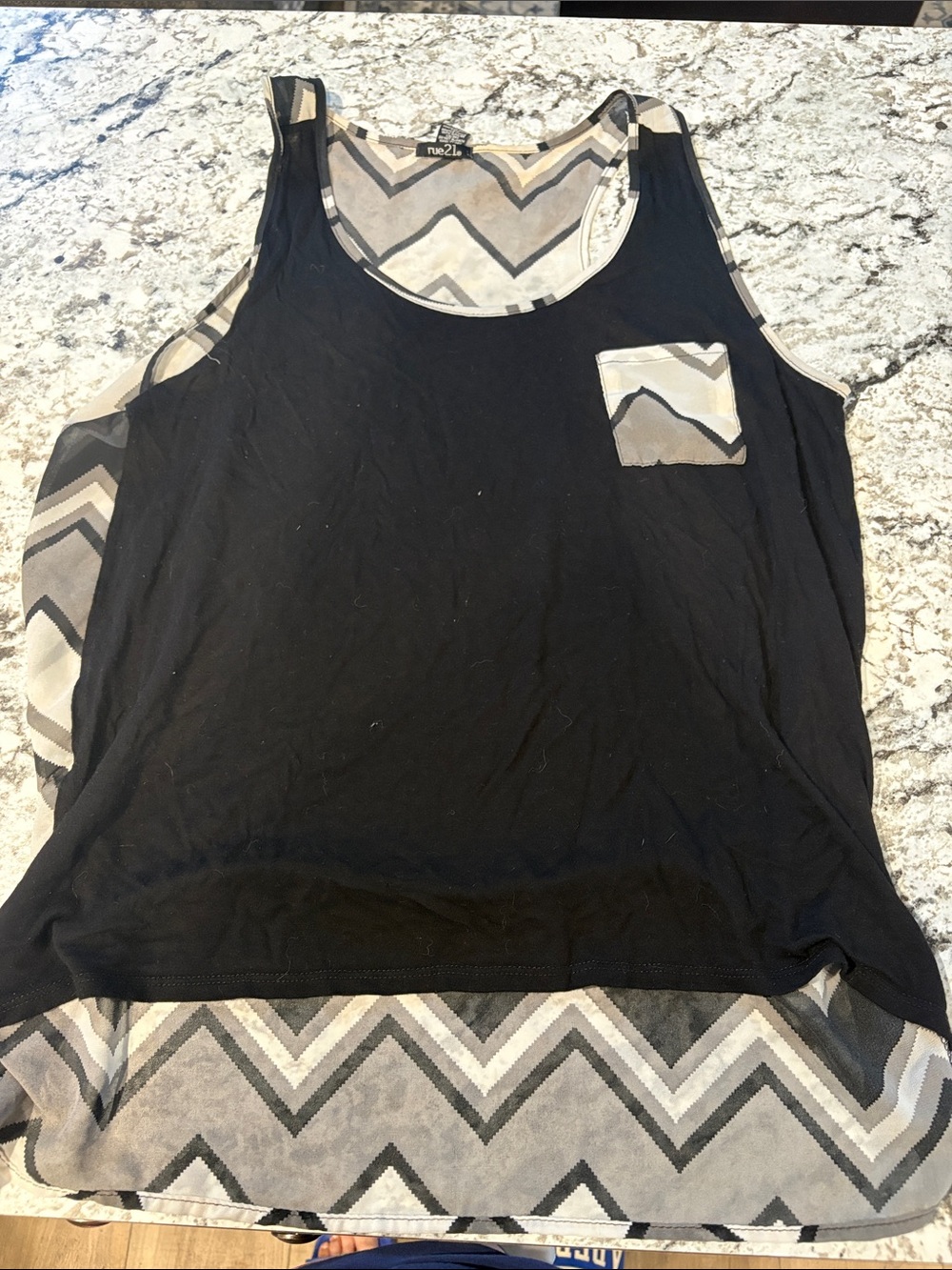 Rue21 Black Tank Top with Chevron Trim